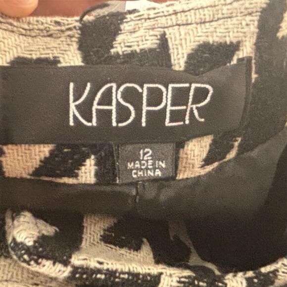 Kasper Houndstooth Blazer Womens Size 12 Black White Textured Career Jacket NWT - Picture 10 of 10